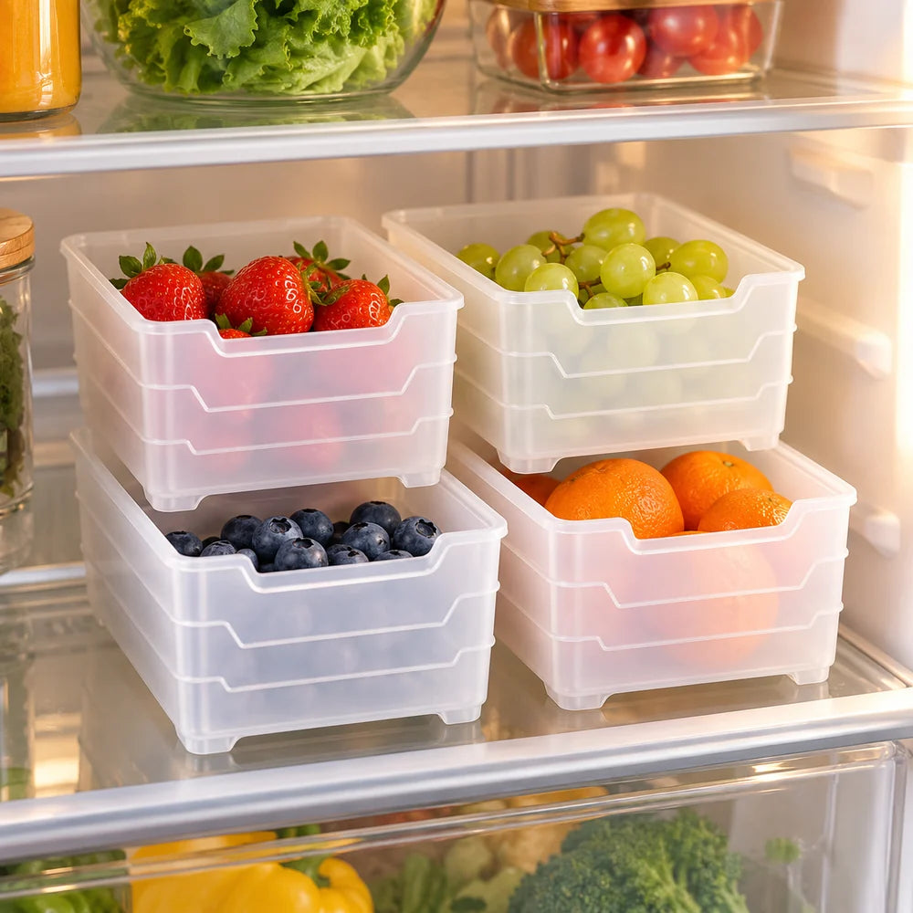 Mini Fridge Storage Crates — Set of 4 — everyday home use