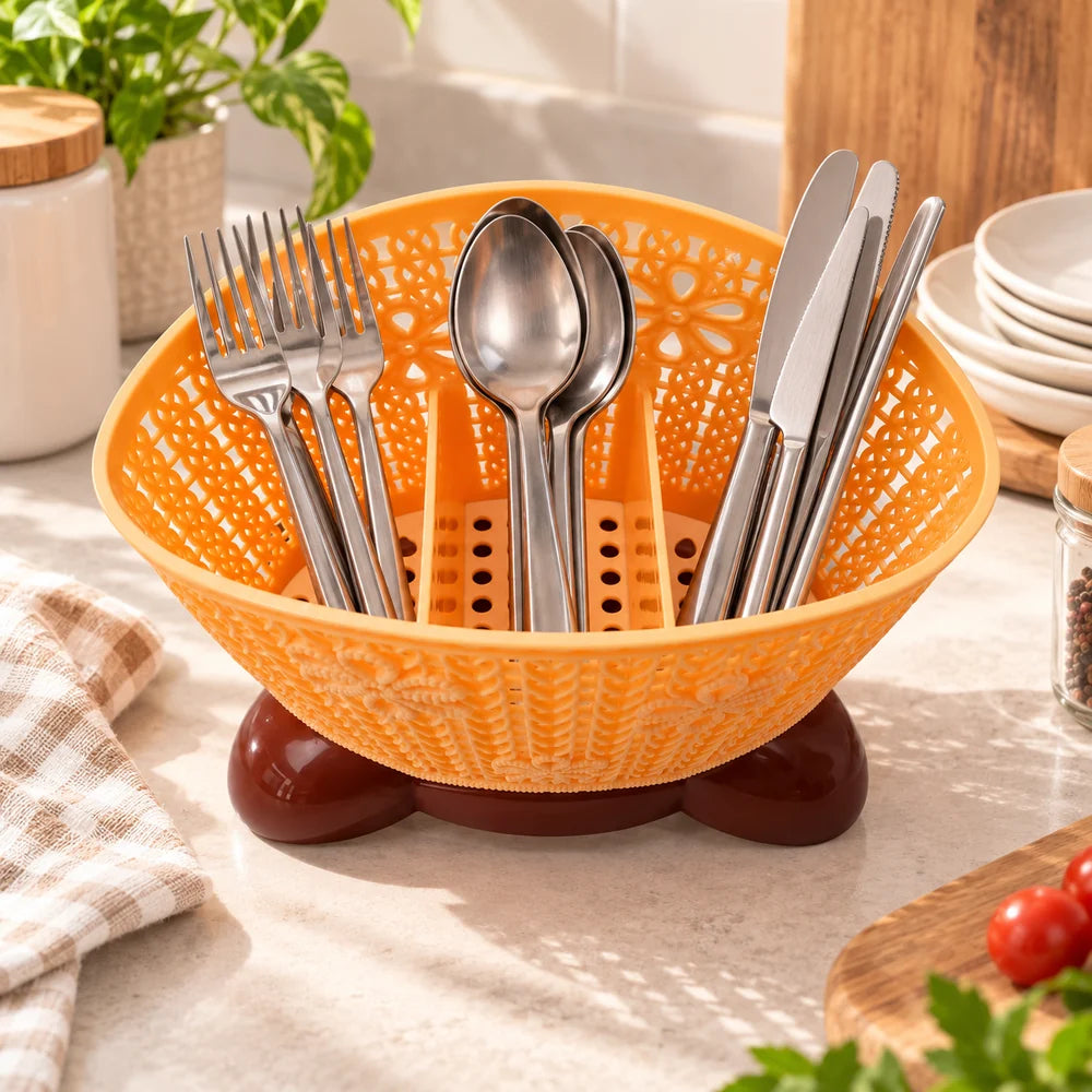 3-Compartment Cutlery Organizer Basket — everyday home use