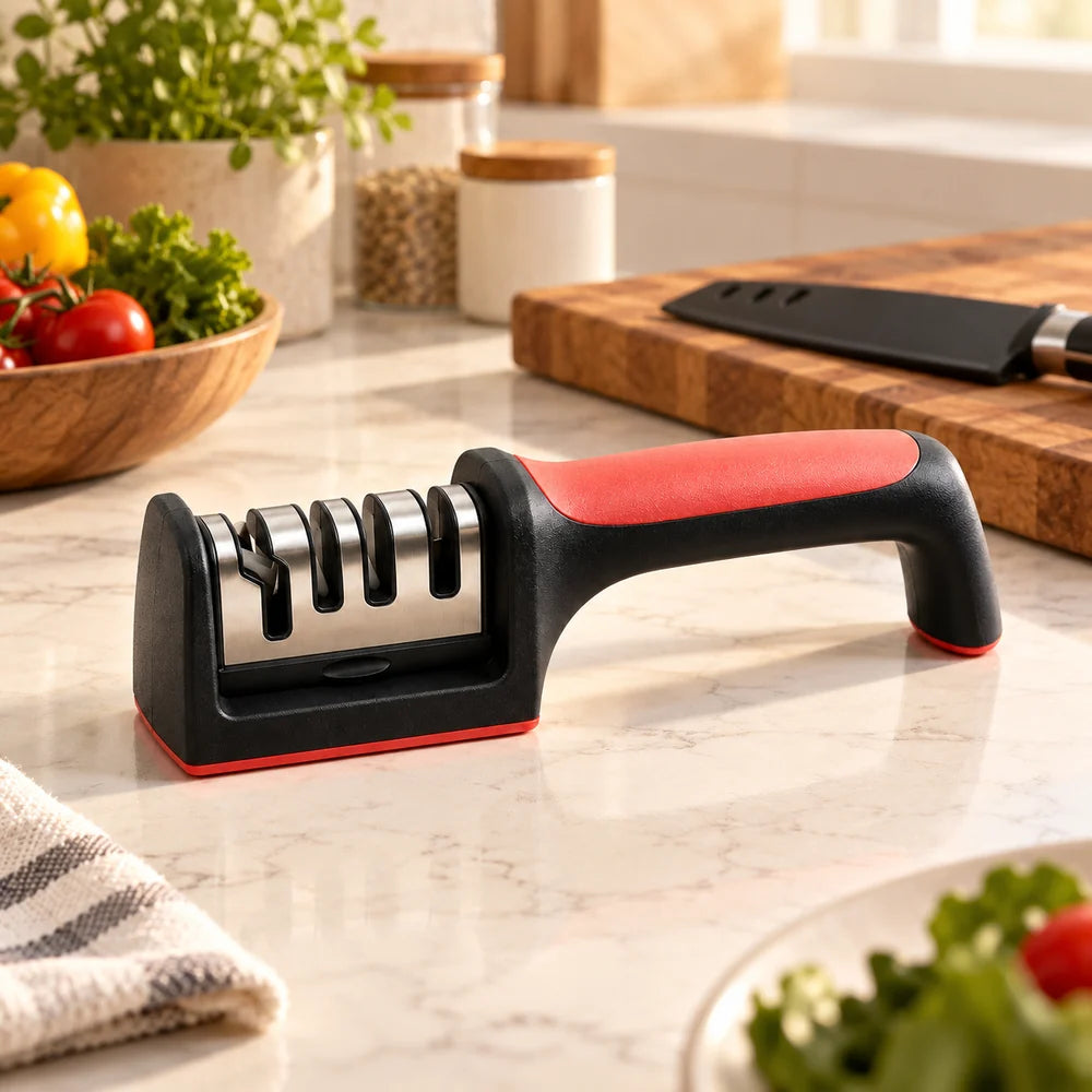3-Stage Manual Kitchen Knife Sharpener — everyday home use