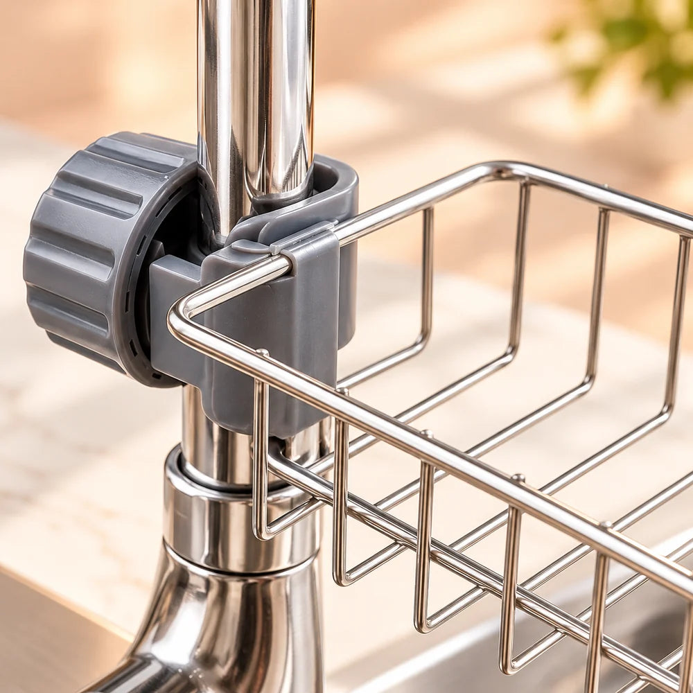 Faucet-Mounted Sink Organizer Basket — material and construction detail