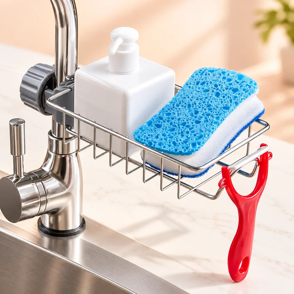 Faucet-Mounted Sink Organizer Basket — product view