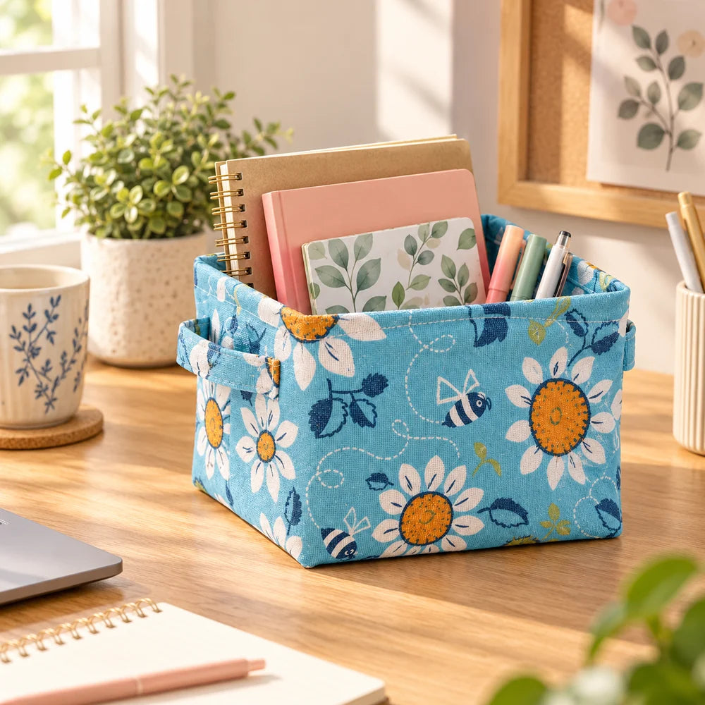 Foldable Fabric Desktop Storage Basket — everyday home use