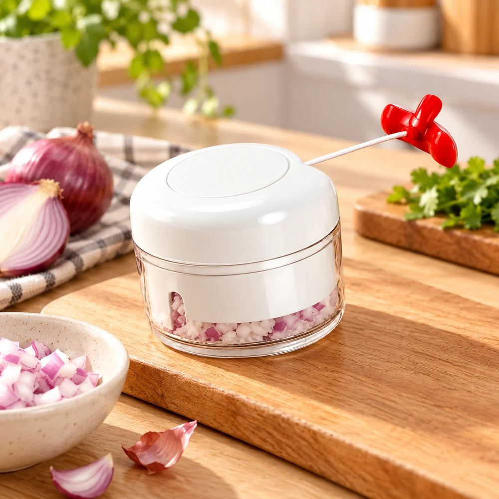 Pull-Cord Mini Vegetable Chopper — everyday home use