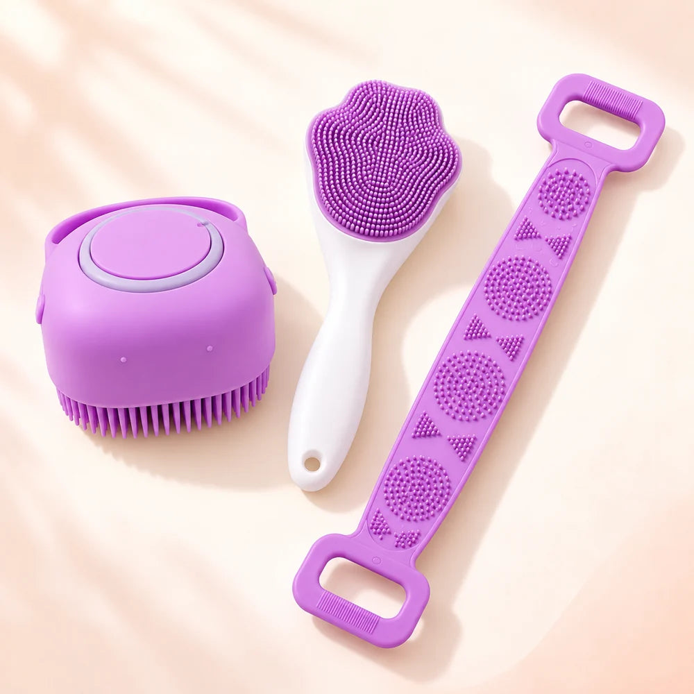 Silicone Bath Brush Set — 3 Pieces — product view