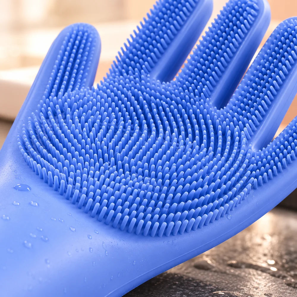 Silicone Washing Gloves — Pair — material and construction detail