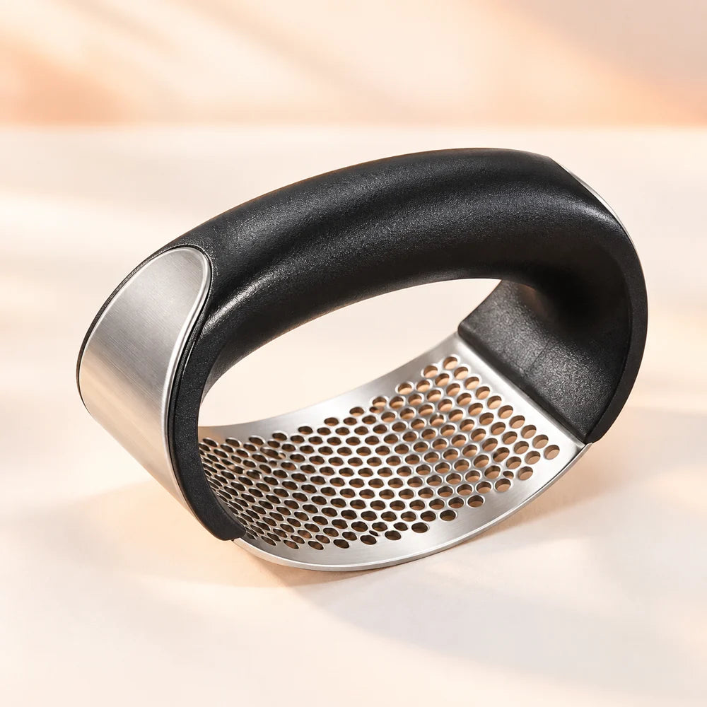 Stainless Steel Garlic Rocker Press — product view