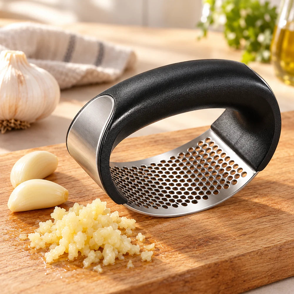 Stainless Steel Garlic Rocker Press — everyday home use